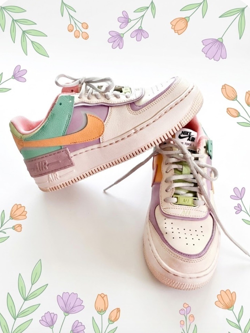 Nike Air Force 1 Shadow Sneakers in Pale Ivory Pastel - Size 7.5